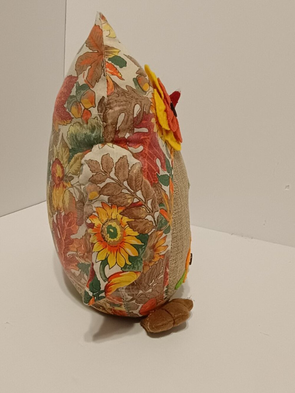 Fall Owl Weighted Autumn Floral Harvest Burlap Felt Farmhouse Decor - Picture 4 of 12